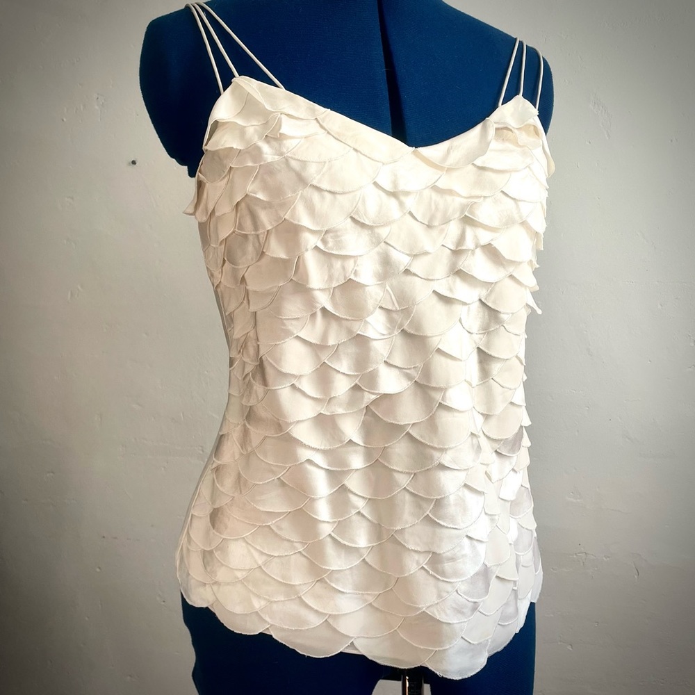 Ellen Tracy Ivory Petal-Detail Spaghetti Strap Camisole